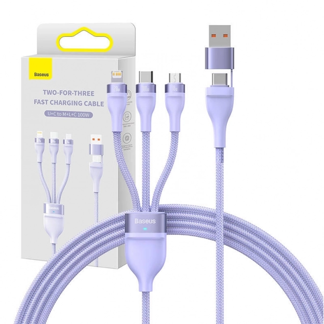 Câble Baseus Flash Series 2 en 1 USB-C + micro USB + Lightning 100 W