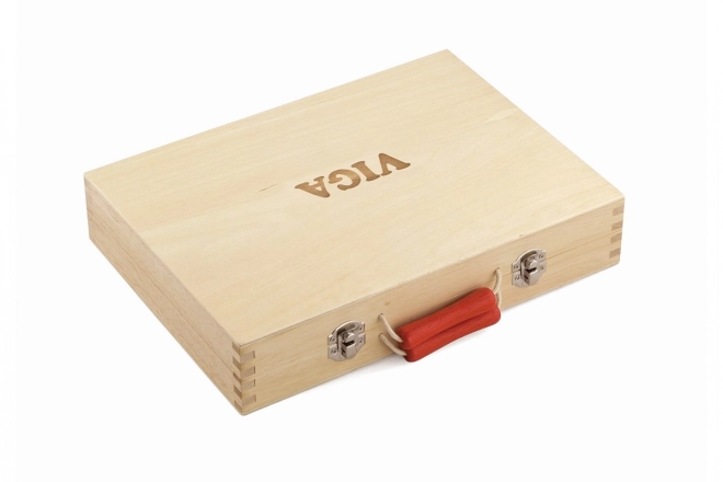Outils en bois dans une mallette