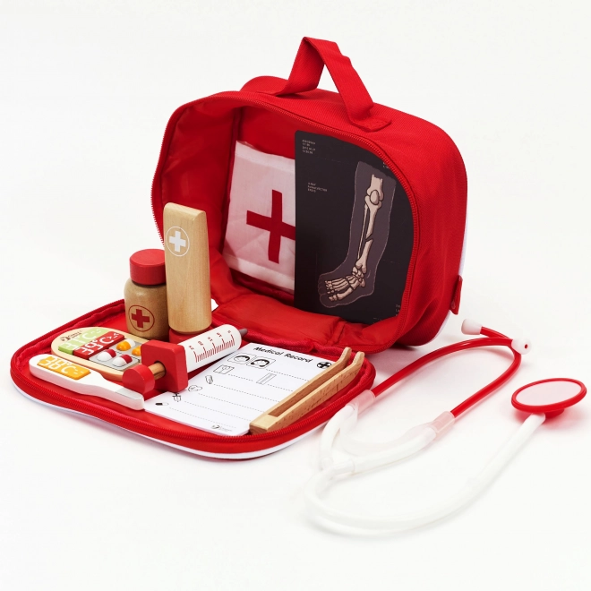 Set docteur/médecin 19 pièces bois/plastique en emballage papier 21x16x8cm