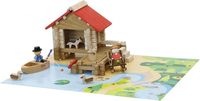 Jeujura Jeu de construction en bois Poissonnerie 90 pièces