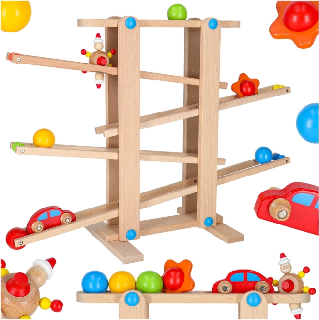 Piste de billes Montessori en bois pour enfants