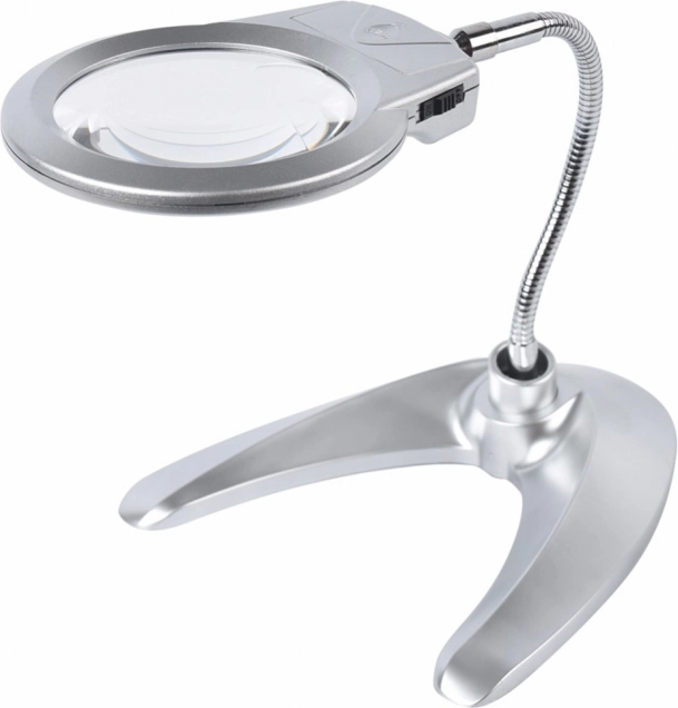 Loupe de table avec éclairage LED 2× et 6× avec bras réglable