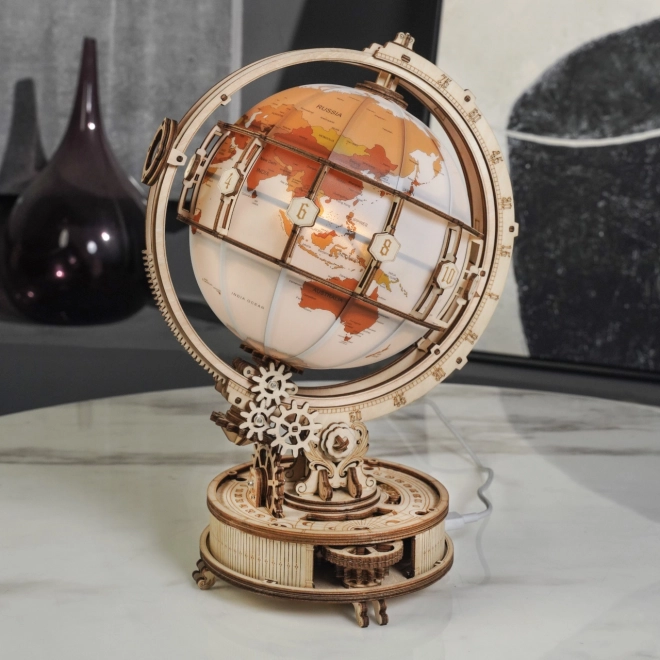 RoboTime Puzzle mécanique 3D en bois Globe lumineux