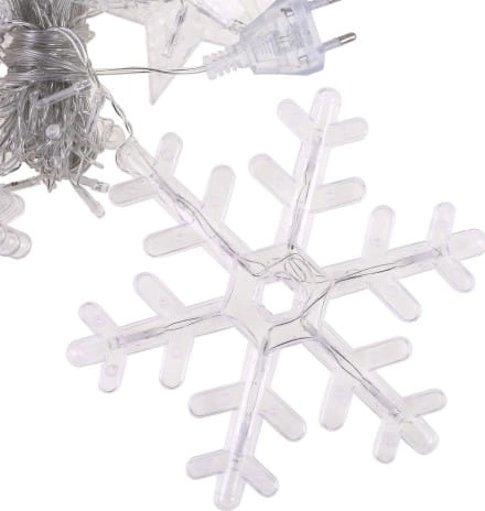 Lumières LED de Noël flocons et étoiles rideau 138LED