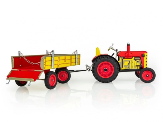 Tracteur Zetor avec remorque rouge à clé métal 28cm Kovap en boîte