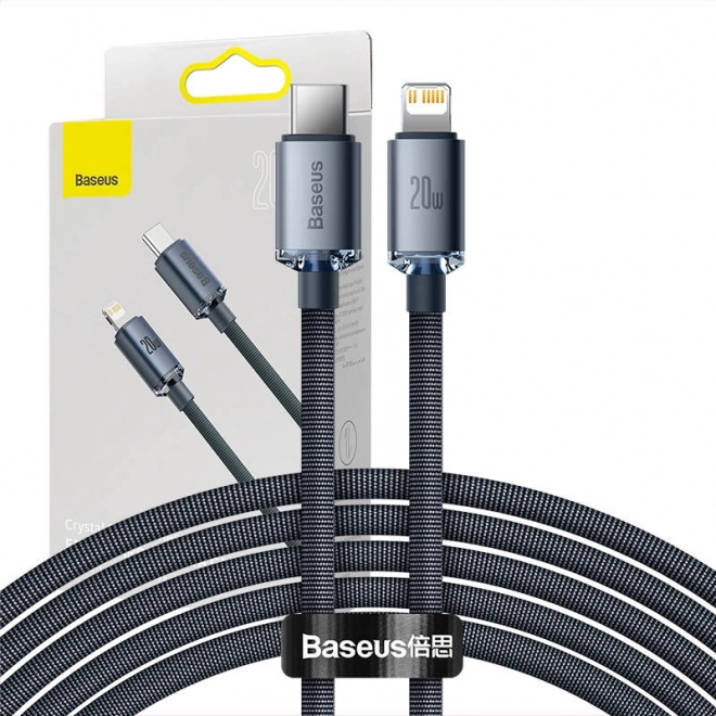 Câble de charge rapide USB-C vers Lightning Baseus 20W 2m noir