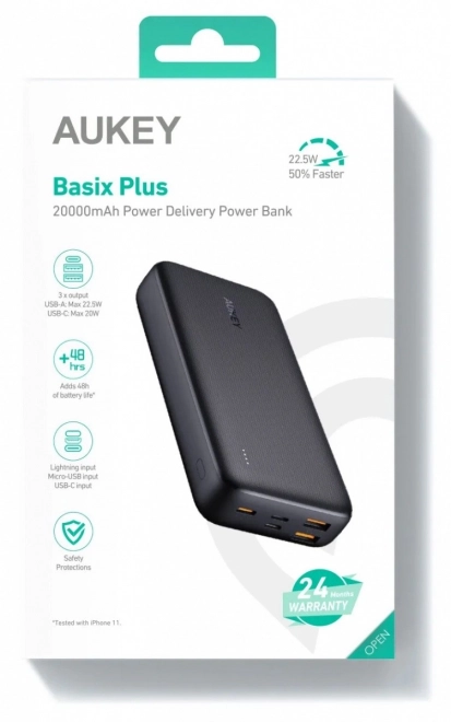Powerbank Aukey, 20000mAh, charge rapide