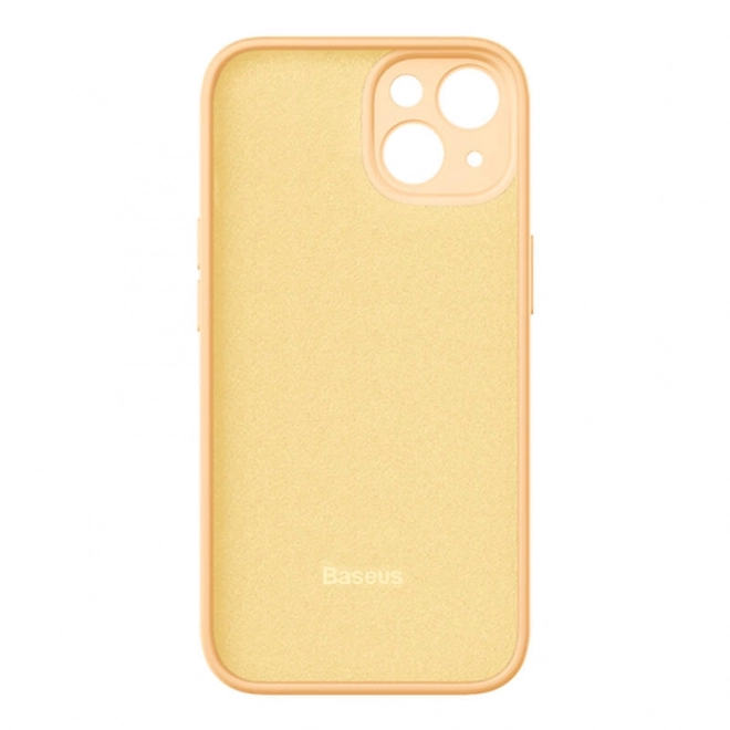 Baseus Étui en gel de silice liquide pour iPhone 14 jaune avec verre trempé et kit de nettoyage – 14 Plus
