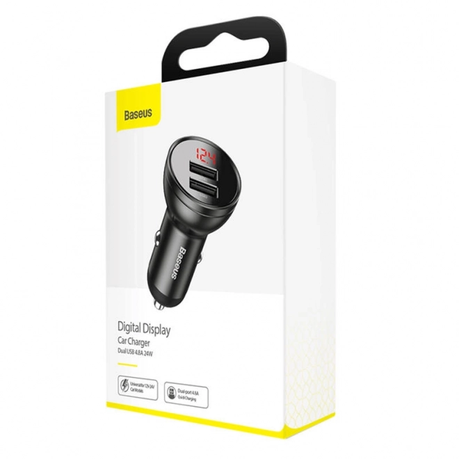 Chargeur de voiture Baseus avec écran 2x USB
