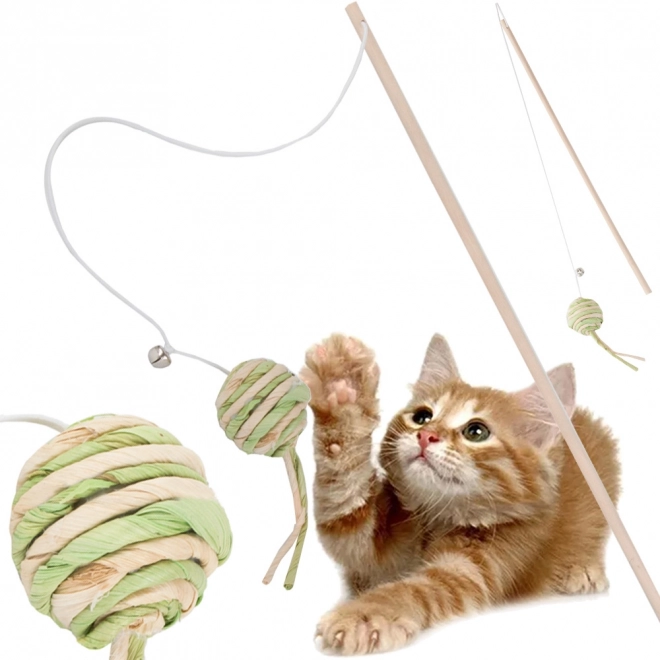 Jouet pour chats canne à pêche avec balle et grelot