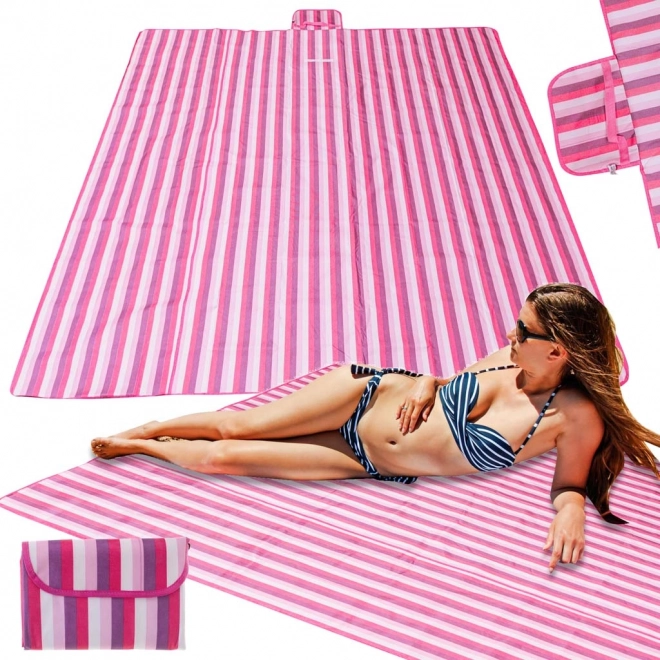 Couverture de plage et de pique-nique pliable rose