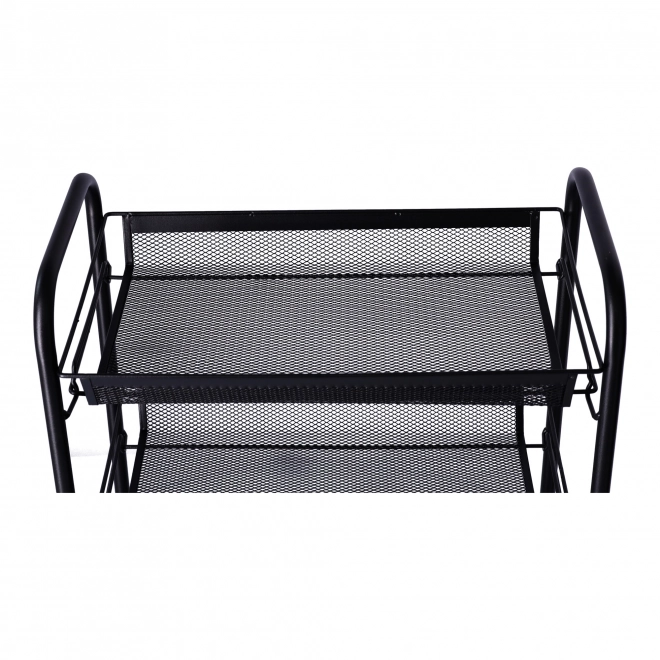 Chariot de salle de bain, étagère de cuisine avec quatre grands étagères - noir