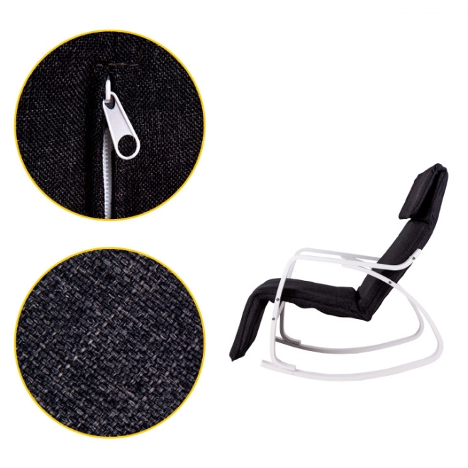 Fauteuil à bascule avec repose-pieds réglable de ModernHome en blanc et noir