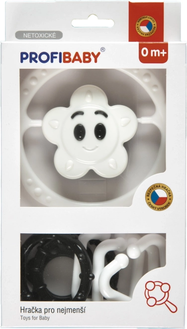 Hochets et clips noirs et blancs contrastés