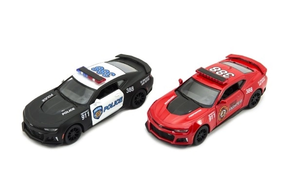 Modèle de voiture Kinsmart Chevrolet Camaro police/pompiers 12cm métal/plastique