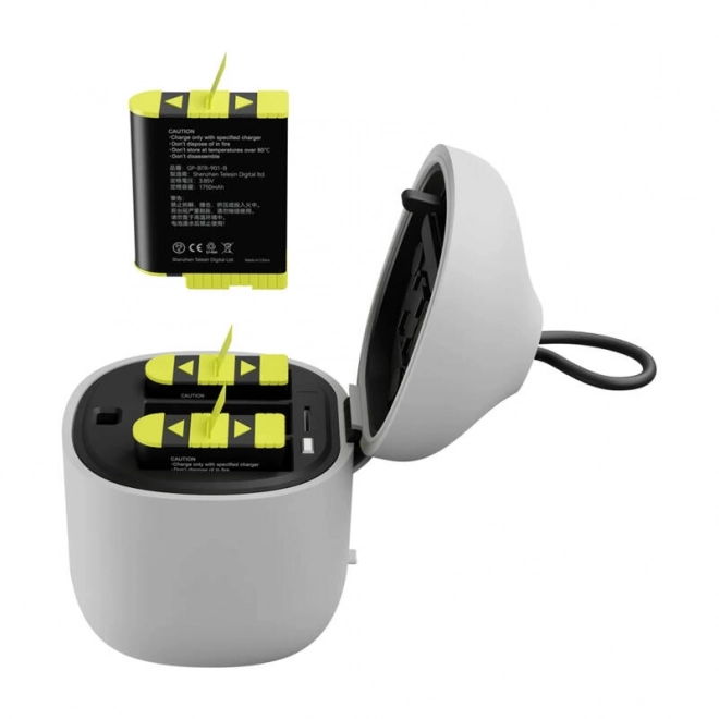 Chargeur Telesin Allin Box pour trois batteries + 3 batteries pour GoPro Hero 12/11/10/9 (jaune)