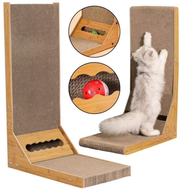 Griffoir d'angle pour chats avec balle
