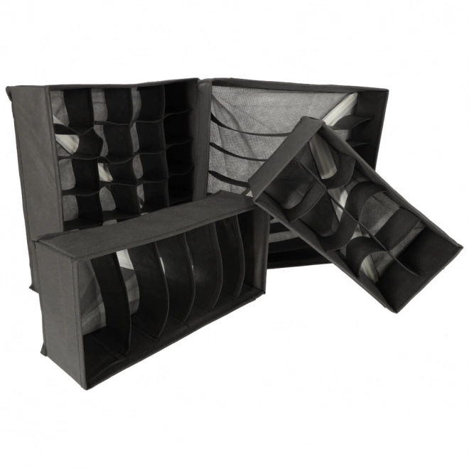 Organisateur gris pour tiroir de sous-vêtements et chaussettes - 4 pièces