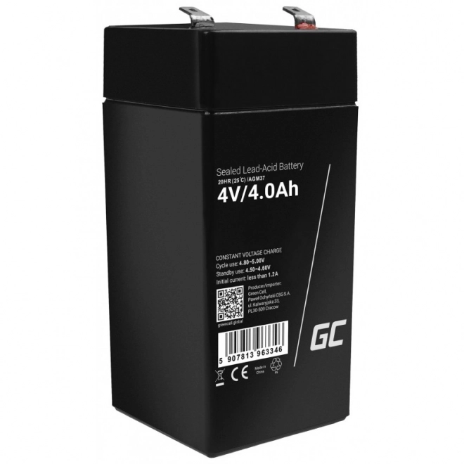 Batterie AGM VRLA Green Cell AGM37 4V 4Ah sans entretien (pour alarme, caisse, jouet)