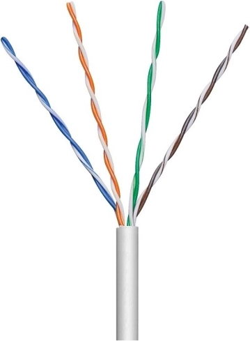 Câble d’installation U/UTP Cat5e, 4 paires, 100 % cuivre, 305 m, gris