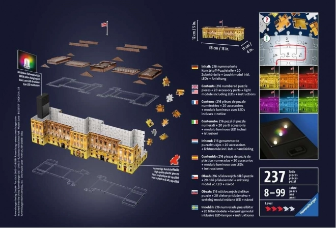 Puzzle 3D lumineux édition nocturne Palais de Buckingham