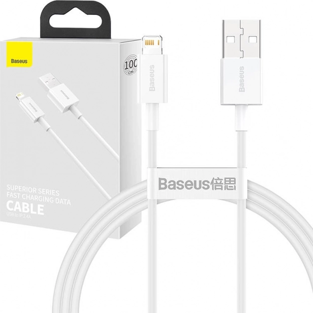 Baseus Superior câble USB-A vers Lightning 1 m, charge rapide 2,4 A (blanc)