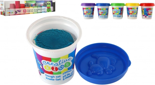 Pâte à modeler en pots – set de 5 couleurs en boîte