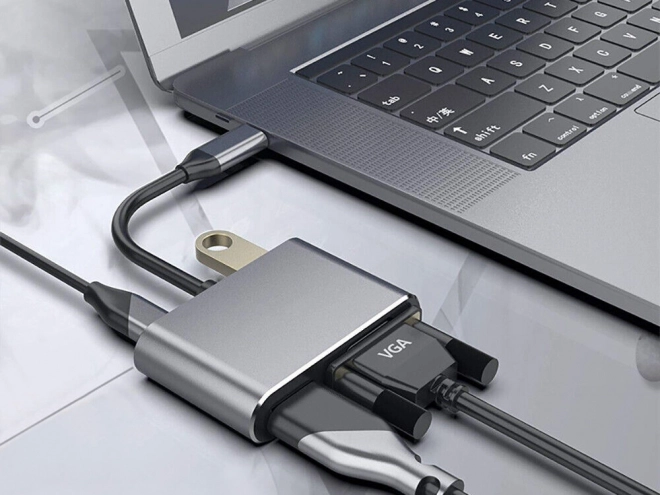 Adaptateur USB-C HDMI 4K VGA Hub avec Power Delivery