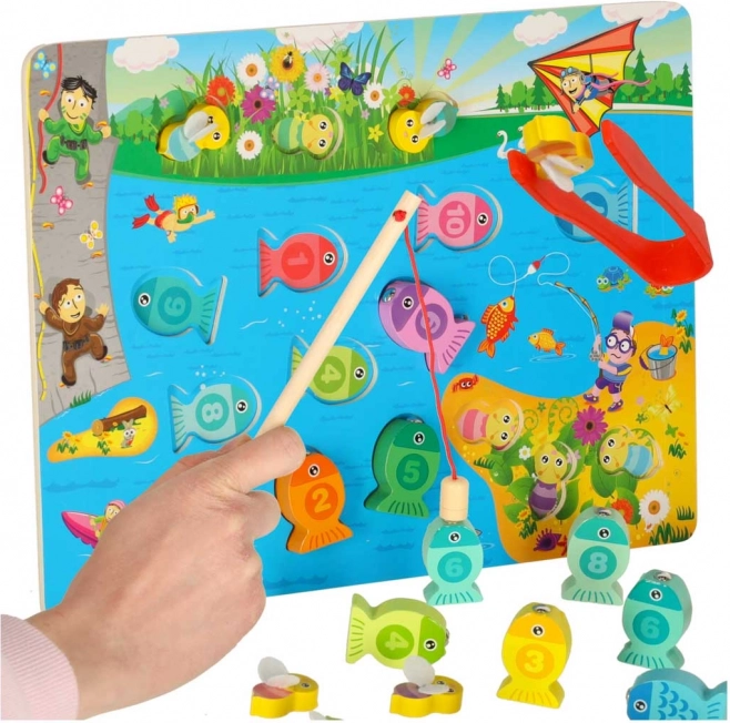 Jeu en bois magnétique poissons et abeilles Montessori 3-en-1