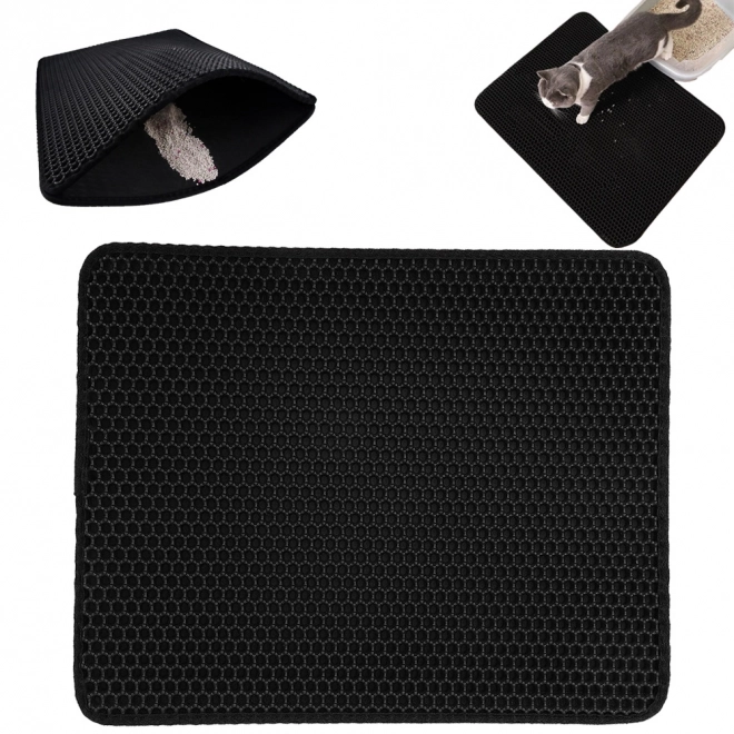 Tapis pour litière de chat avec motif hexagonal
