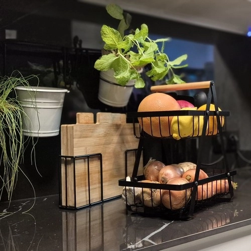 Panier à deux niveaux pour fruits et légumes de style loft