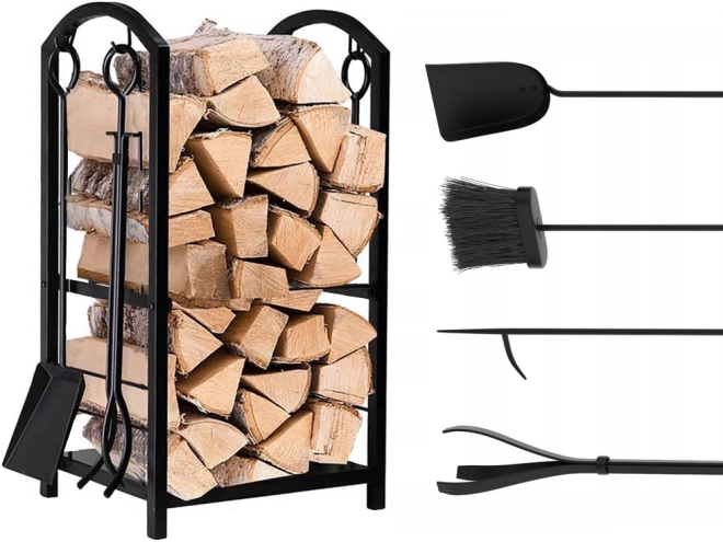 Support pour bois de chauffage avec accessoires