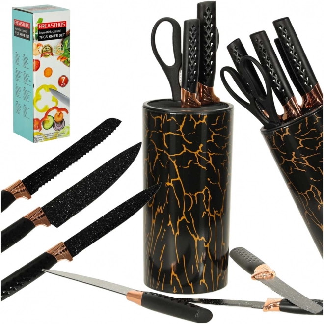 Ensemble de couteaux et ciseaux de cuisine avec design en marbre