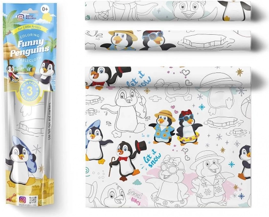Nappes à colorier 3 pcs - Pingouins joyeux