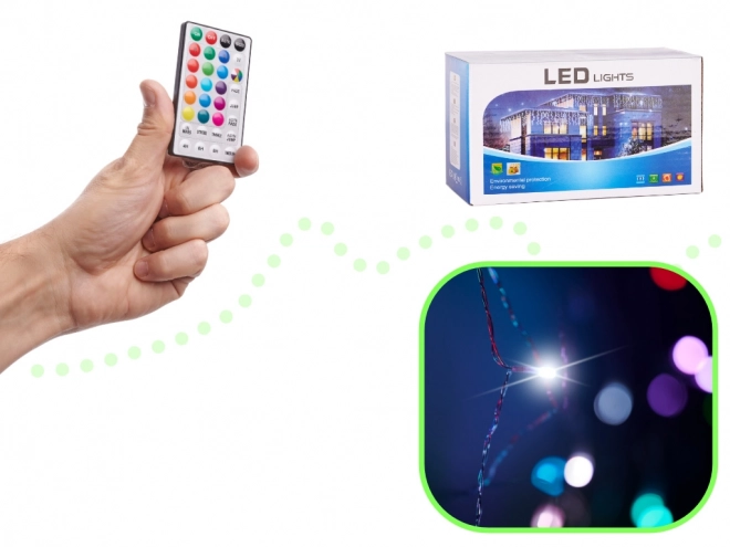 Rideau LED coloré avec lanternes - 3 m, 200 LED