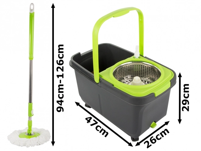 Mop rotatif avec 2 tampons en microfibre et seau distributeur