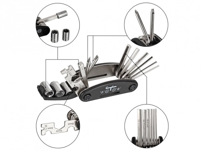 Ensemble d'outils cyclistes universel 16 en 1