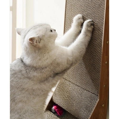 Grattoir d'angle pour chats avec balle