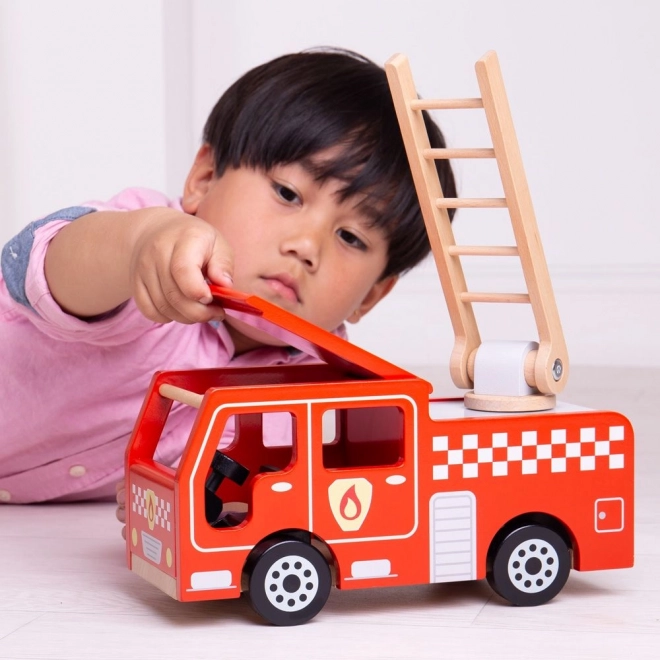 Bigjigs Toys Camion de pompiers en bois