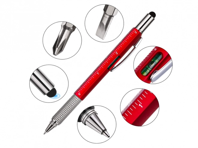 Stylo multifonction multitool 6 en 1 avec niveau à bulle