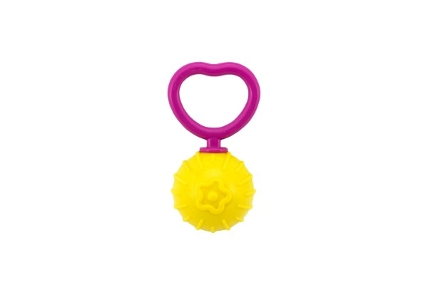 Hochet boule rétro plastique 18cm diamètre 5cm mix couleur dans un sac 0m+