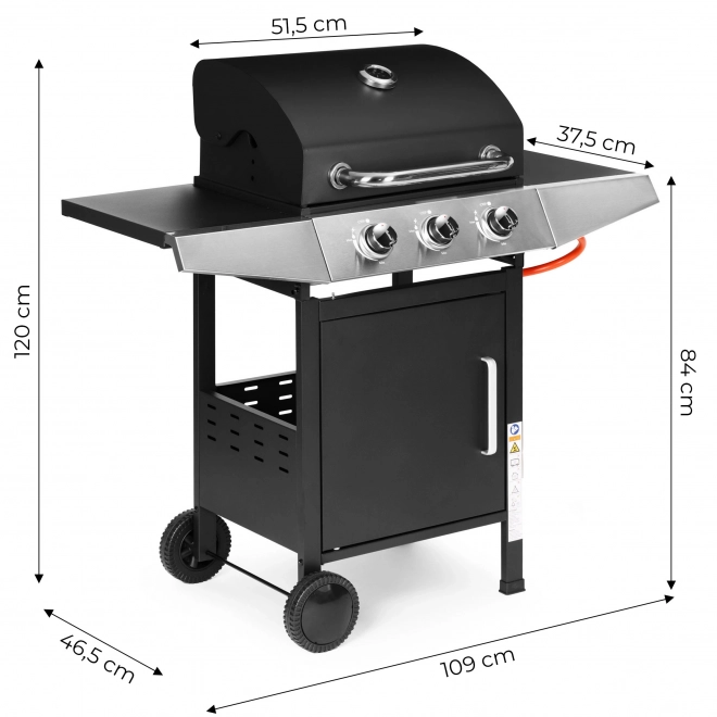 Barbecue de jardin à gaz avec 3 brûleurs