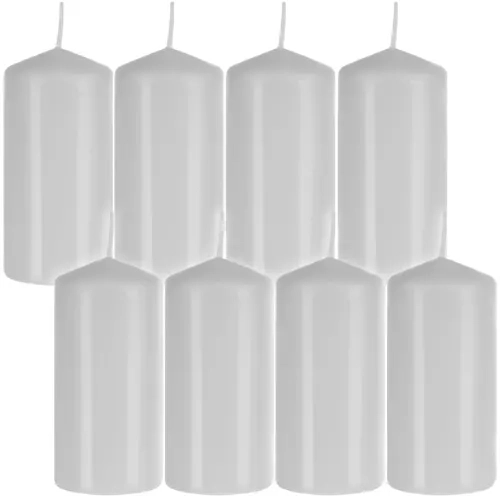 Bougie pilier blanche - ensemble de 8 pièces.