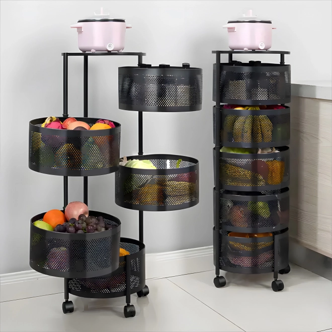 Organisateur de cuisine avec étagères pivotantes, 5 niveaux, métal, ModernHome