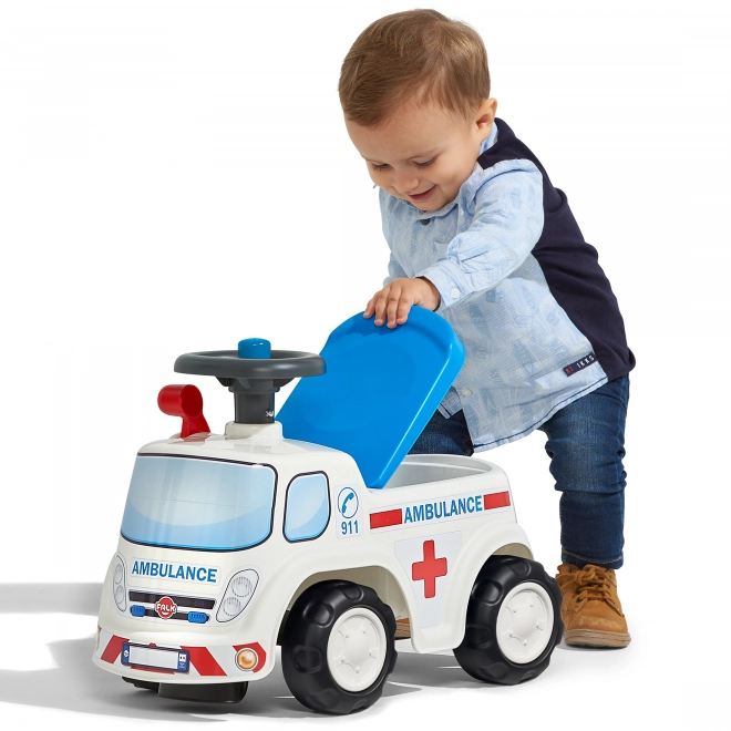 FALK Porteur Ambulance avec siège ouvrant et klaxon sur le volant