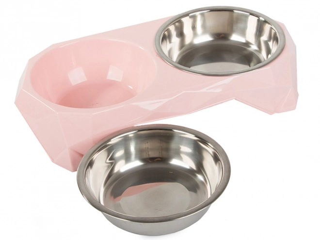 Gamelle double en métal pour chiens et chats