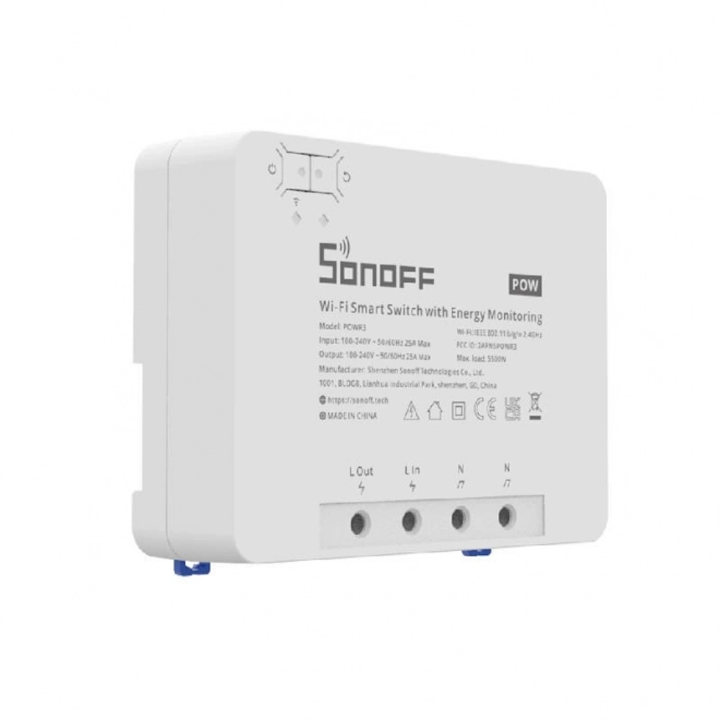 Interrupteur intelligent Wi-Fi avec suivi de la consommation d'énergie Sonoff POWR3 (25A/5500W)