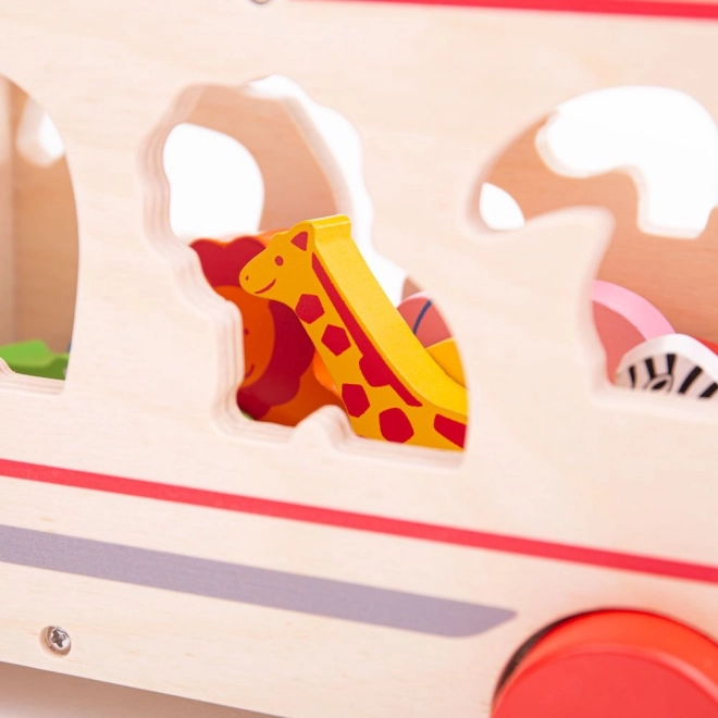 Bigjigs Toys Voiture en bois avec animaux safari