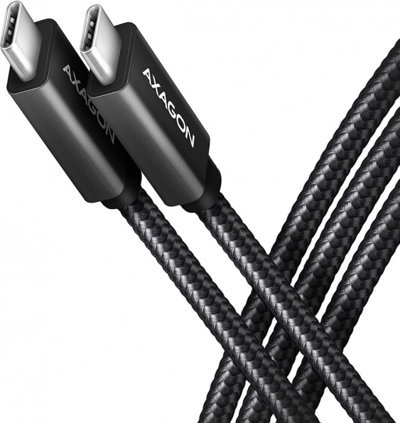 AXAGON USB‑C – câble USB‑C 3.2 Gen 2, 1 m, PD 100 W, 5 A, 4K, aluminium, tressé, noir