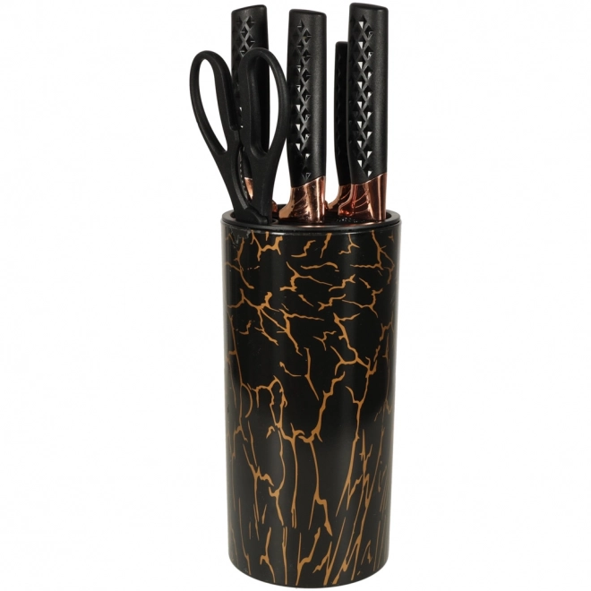 Ensemble de couteaux et ciseaux de cuisine avec design en marbre